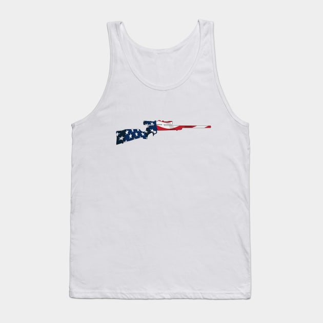 Patriotic Hunting Rifle with Scope and USA Flag Overlay Tank Top by hobrath